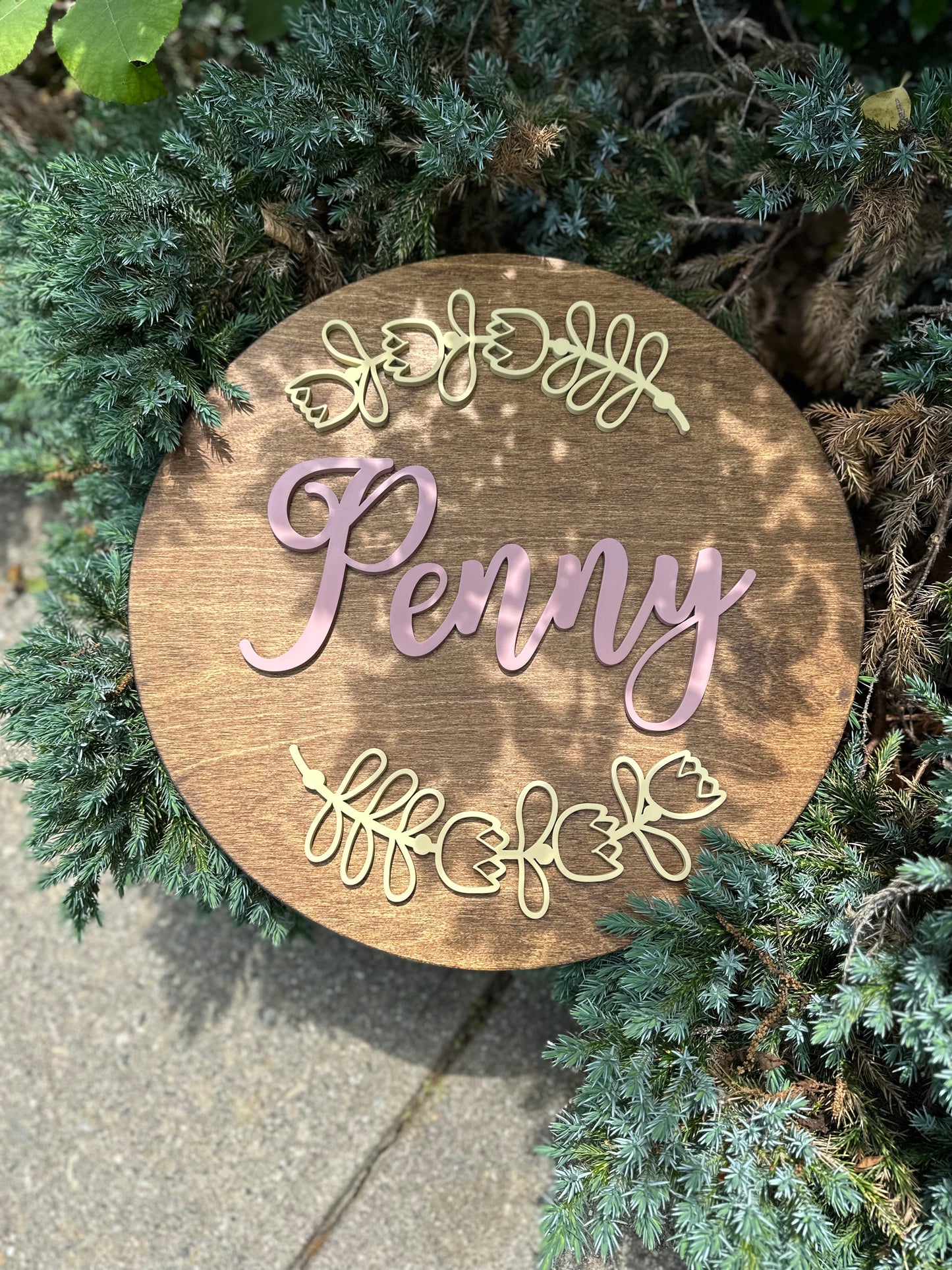 Wildflowers Round Personalized Nursery Name Sign