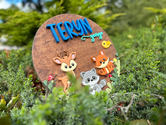 Woodlands Personalized Nursery Sign