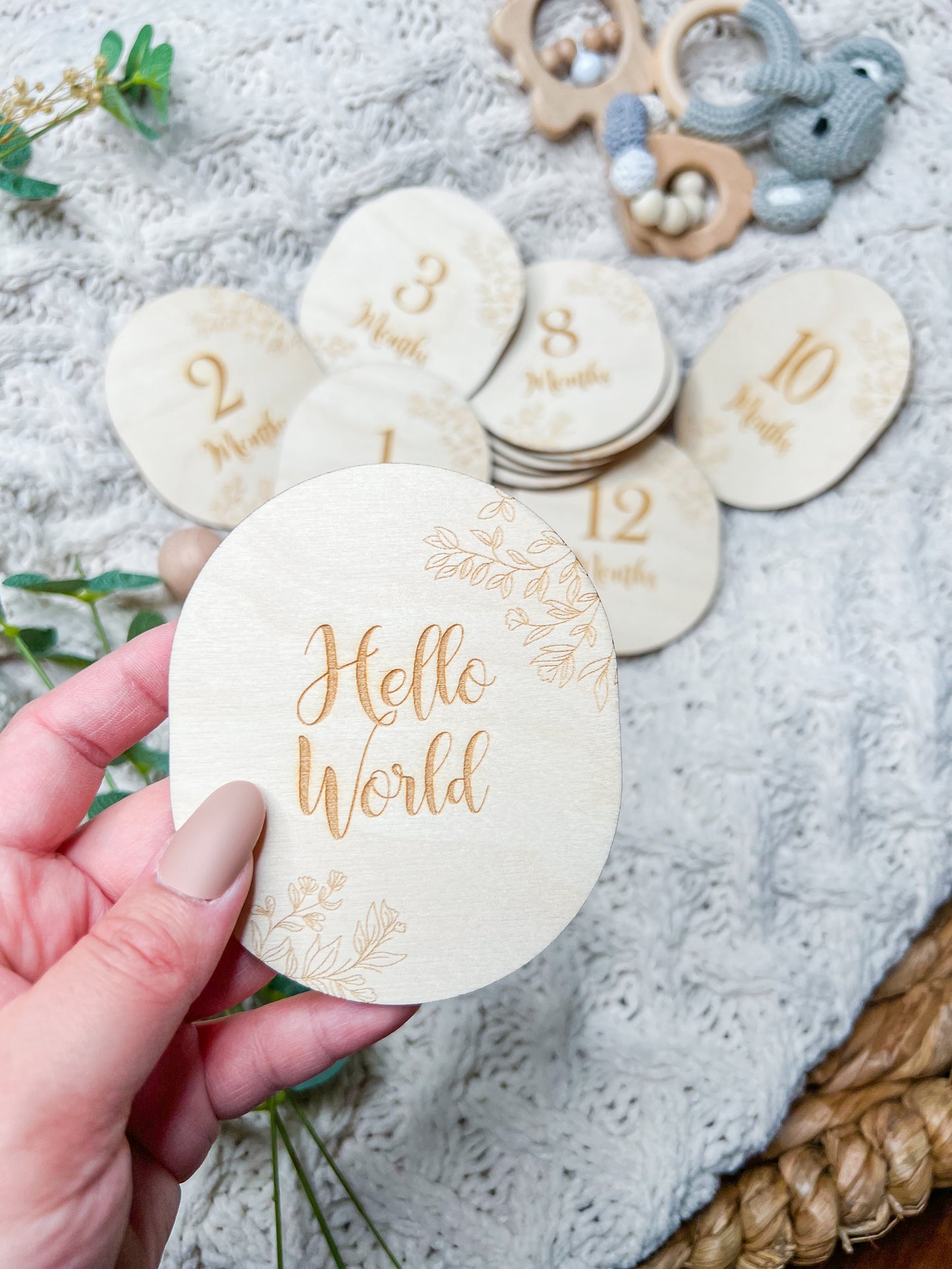 Wooden Botanic Baby Milestone Marker Cards