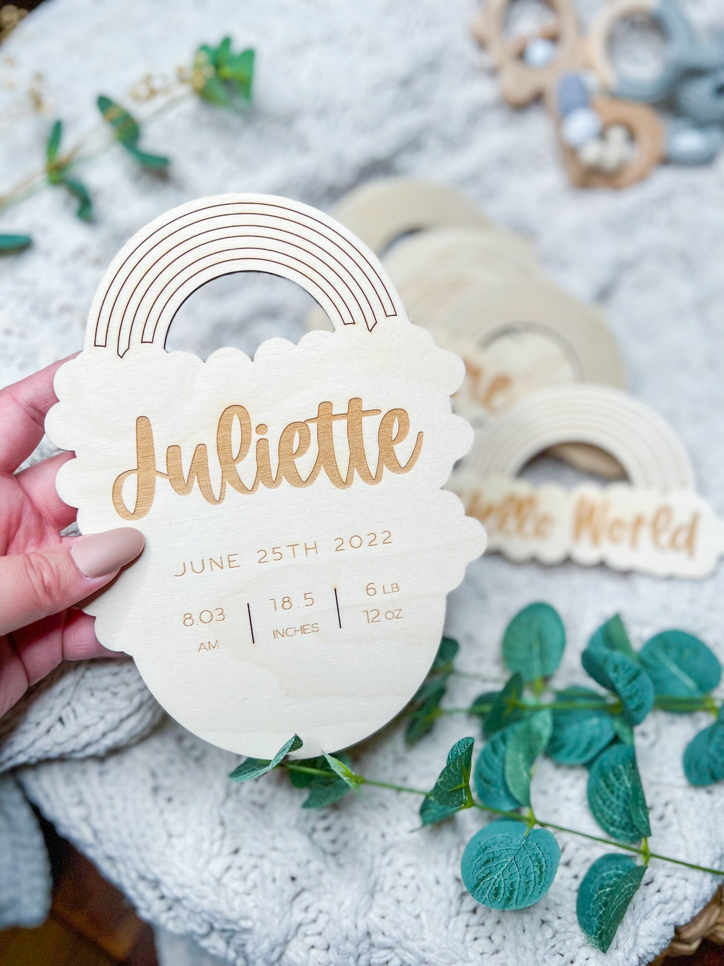 Wooden Rainbow Baby Milestone Marker Cards