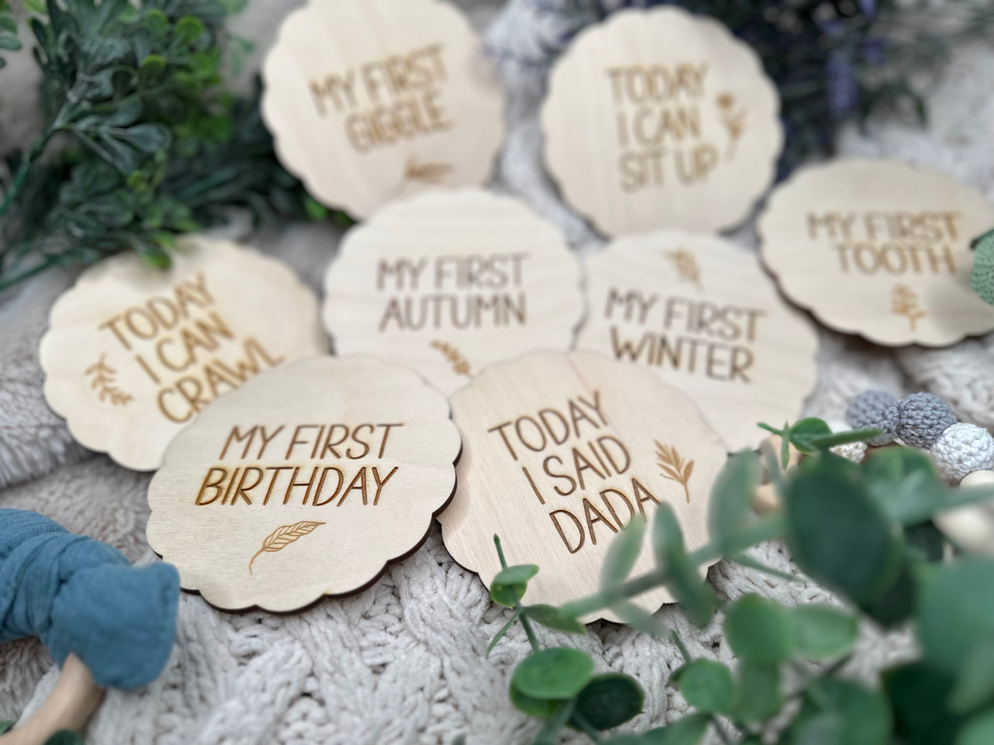 Wooden Baby’s Firsts Milestone Marker Cards