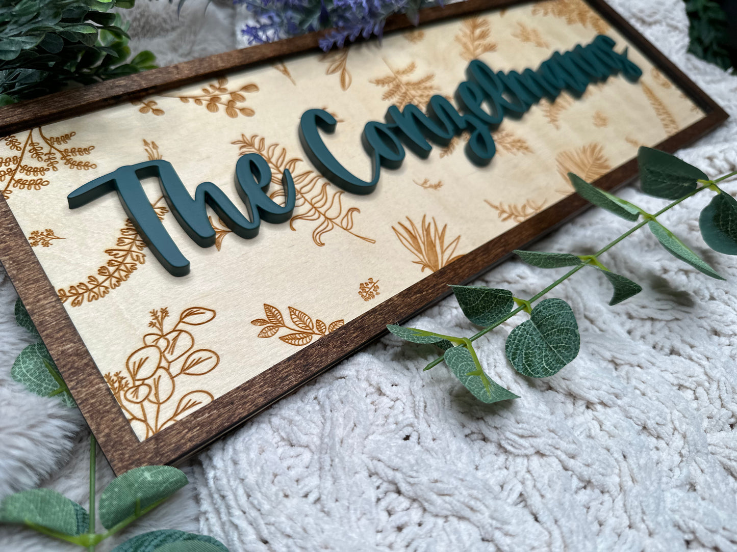 Botanic Personalized Family Name Sign