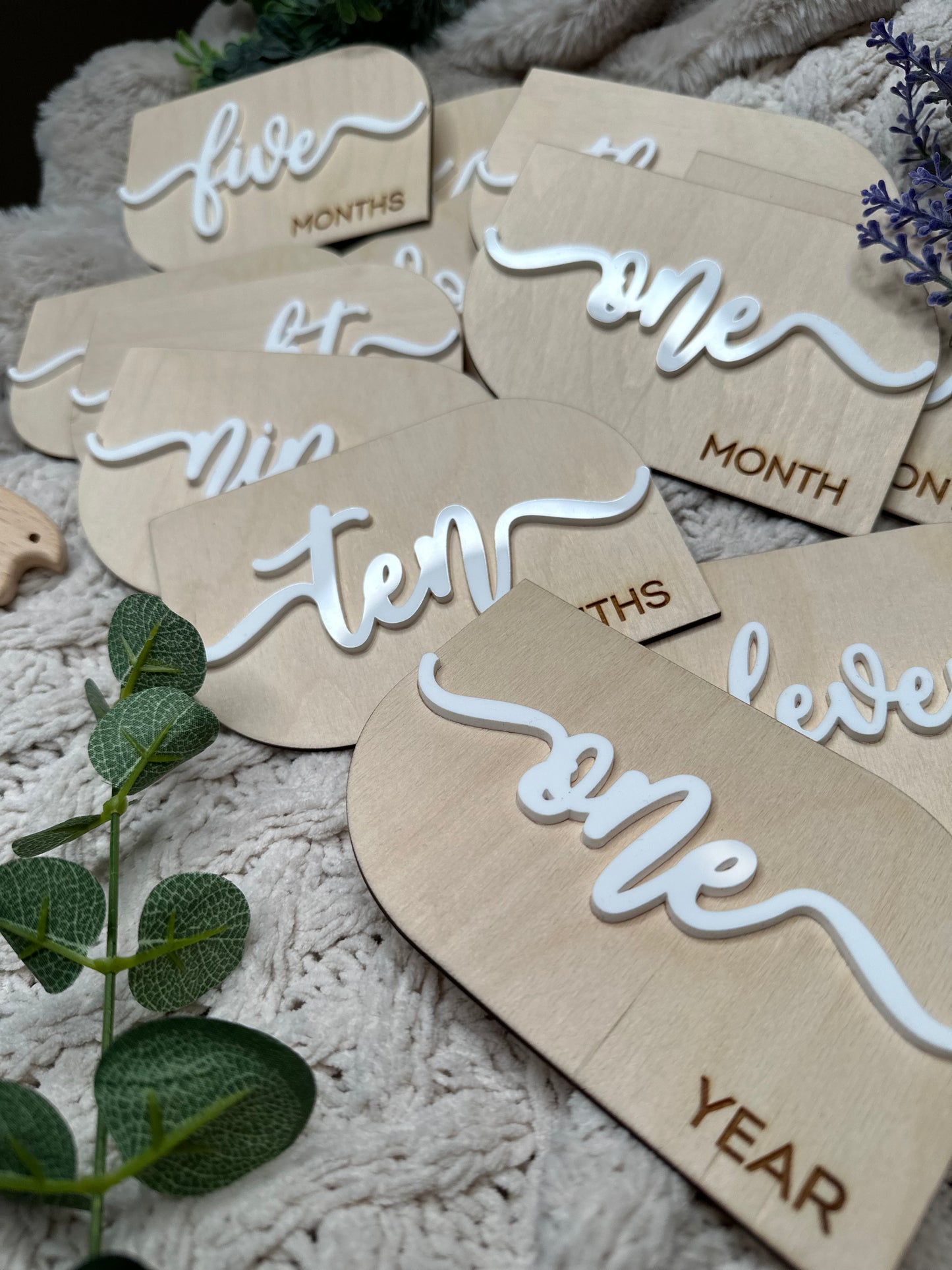 Wooden & Acrylic Baby Milestone Marker Cards