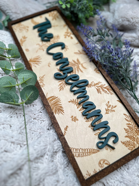 Botanic Personalized Family Name Sign