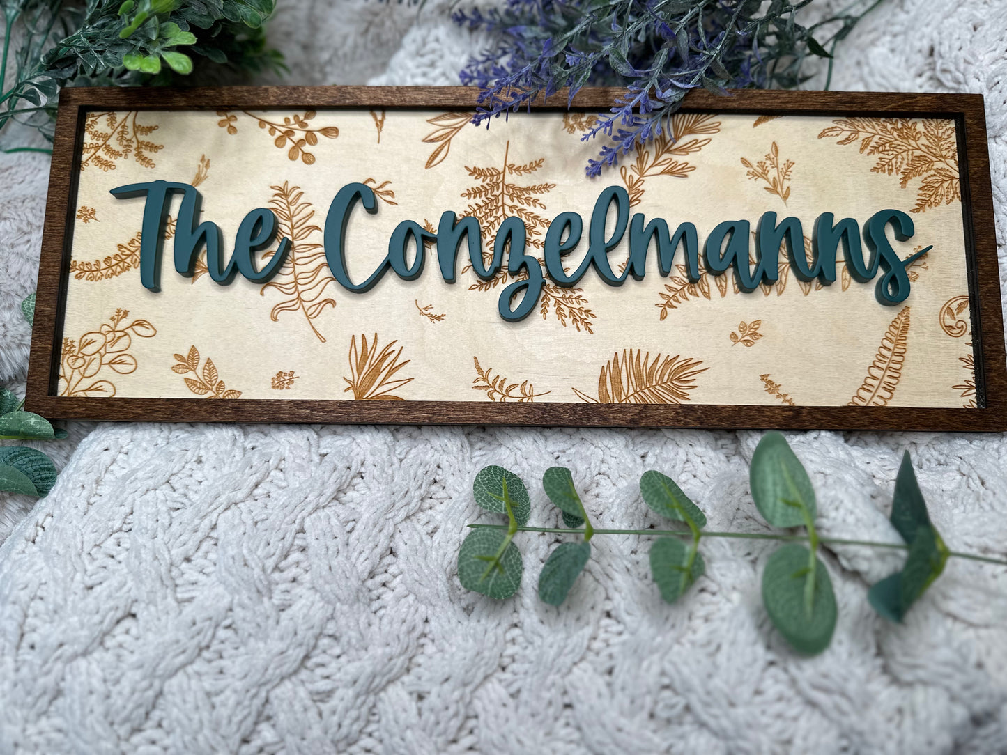 Botanic Personalized Family Name Sign