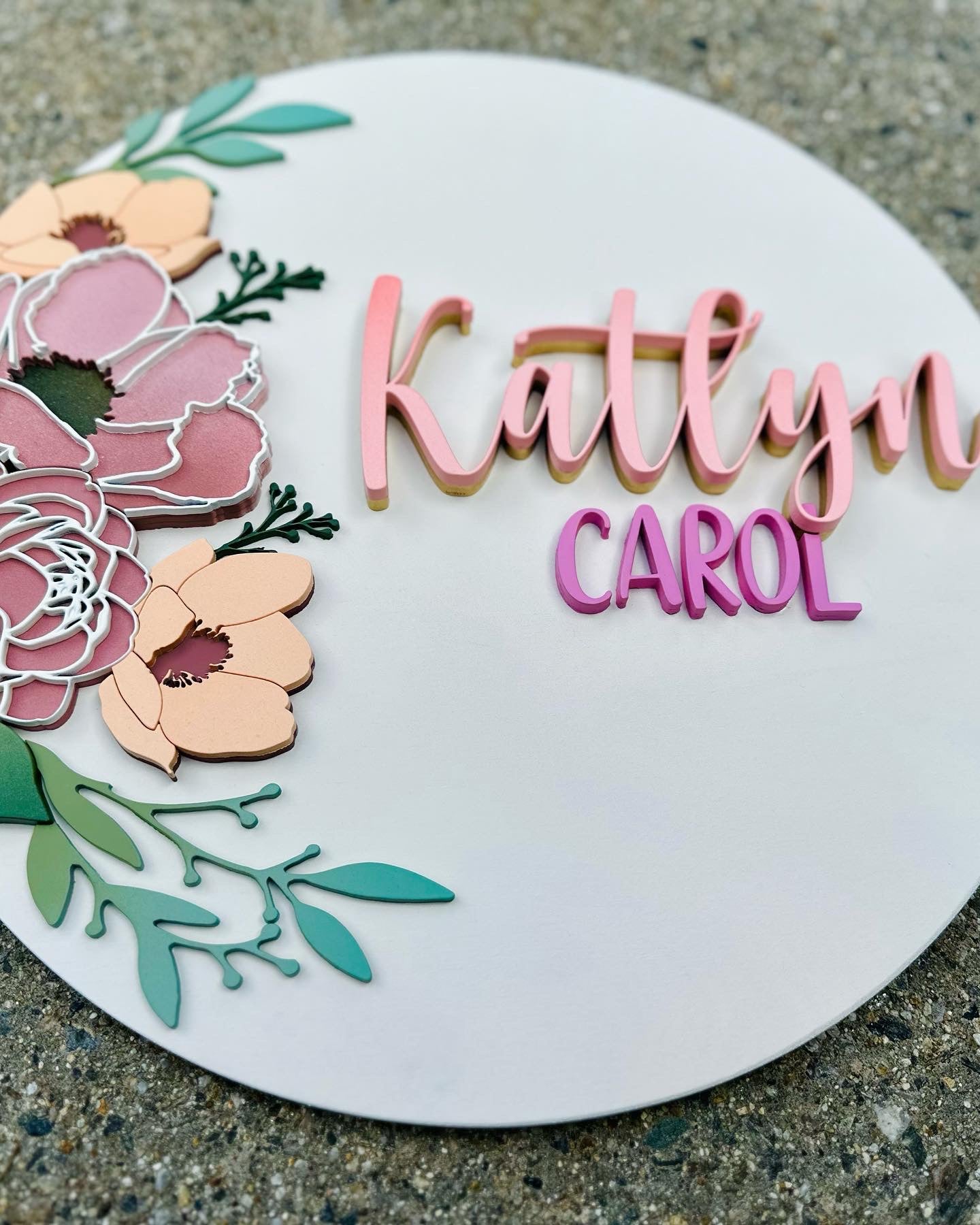 Side Florals Personalized Name Sign